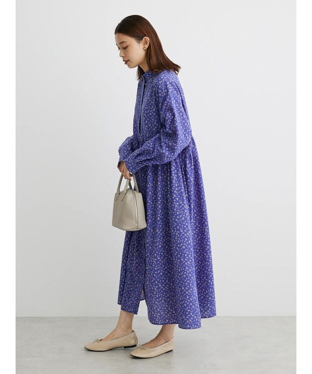 Green Parks ２ｗａｙ小花柄ギャザーシャツワンピース Blue