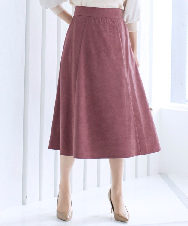 Tiaclasse L 【洗える】大人上品なコーデュロイフレアスカート ピンク