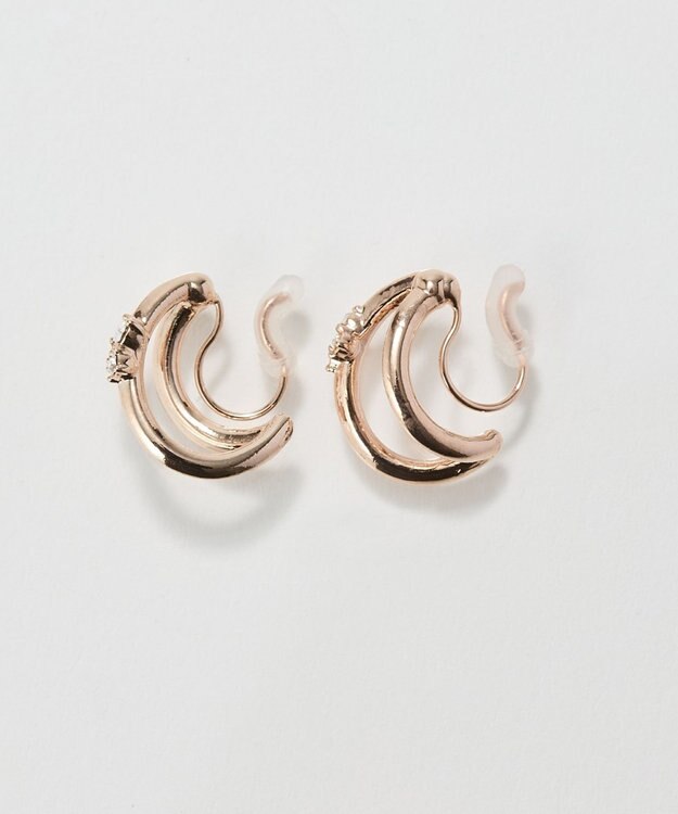 Phoebe 〈痛くないシリーズ/アレルギー対応〉シャイニーダブルフープライトフィットイヤリング　シャンパン シャンパンゴールド