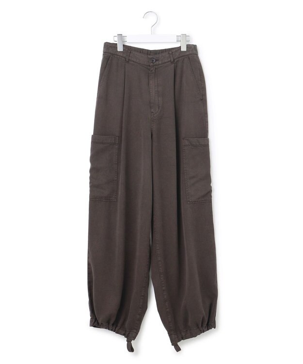 23区 L 【SLOW/一部店舗限定】ガーメントツイル ワイドタック パンツ ダークブラウン系