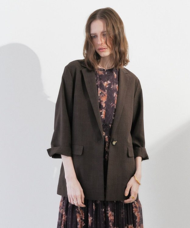 YECCA VECCA マシンウォッシャブルリネンライクジャケット Brown