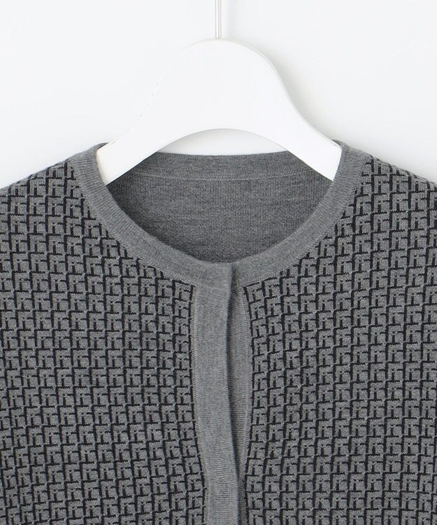 自由区 L 【洗える】リバーシブルニット セットアップ(カーディガン×タイトスカート) グレー×ブラック