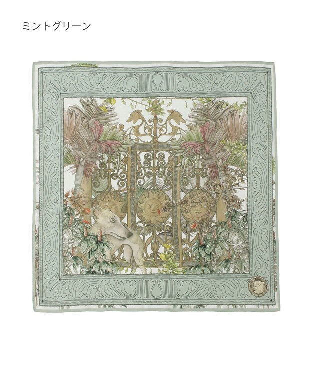 MOONBAT SWASH LONDON(スウォッシュロンドン） シルクツイルスカーフ GATE 68×68cm 日本製 ミントグリーン