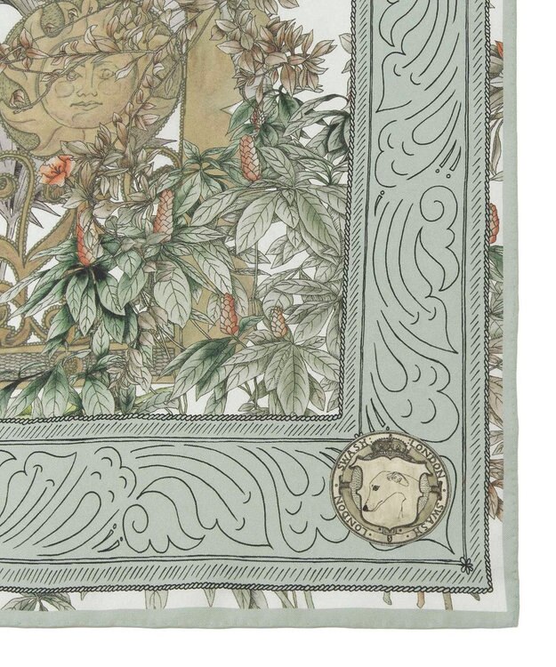 MOONBAT SWASH LONDON(スウォッシュロンドン） シルクツイルスカーフ GATE 68×68cm 日本製 ミントグリーン