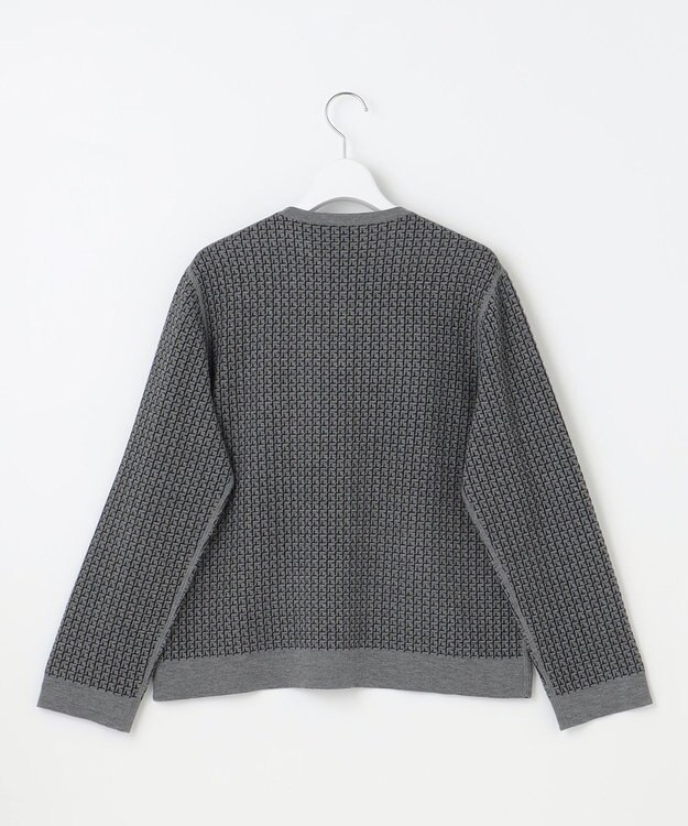 自由区 L 【洗える】リバーシブルニット セットアップ(カーディガン×タイトスカート) グレー×ブラック