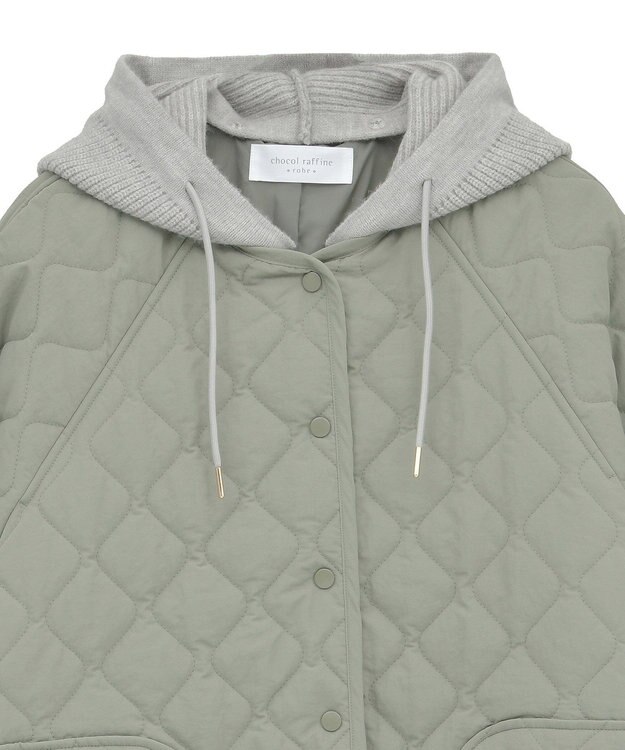 Green Parks ２ＷＡＹニットフードキルティングブルゾン Khaki