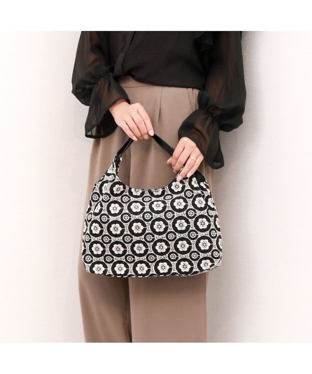 UNBILLION カシュカシュ cachecache / WEB限定刺繍2本手トートバッグ ブラックドット