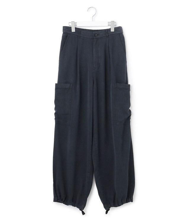 23区 L 【SLOW/一部店舗限定】ガーメントツイル ワイドタック パンツ ネイビー系