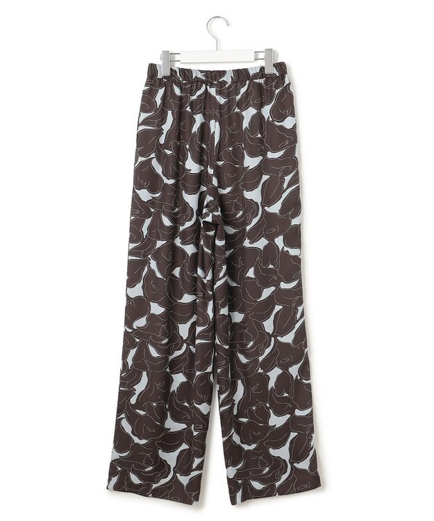 23区 【洗える】Ratti フラワーアートプリント ワイド パンツ ダークブラウン×グレー