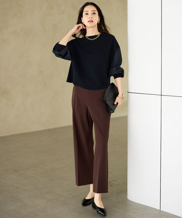 自由区 S ウールミラノランタンスリーブ ニット ネイビー