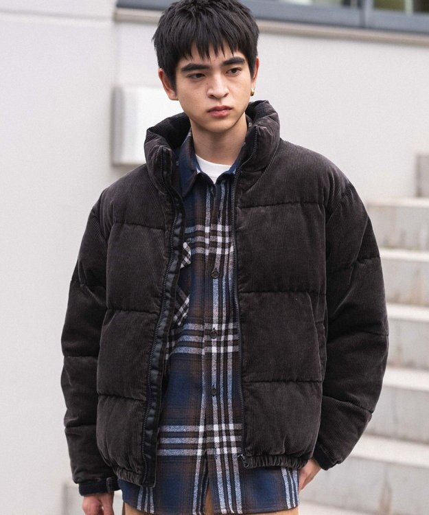 WEGO 【ユニセックス着用ITEM/MLサイズ展開】コーデュロイパファーブルゾン ブラックその他