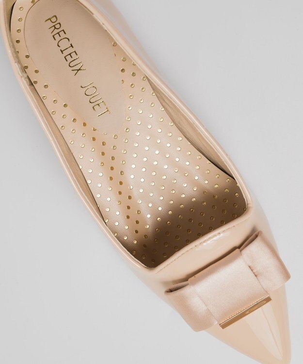 BONTRE 【PRECIEUX JOUET/プレシュウジュエ】ポインテッドリボンパンプス ベージュ