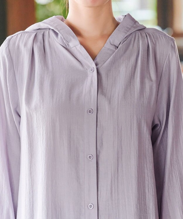 Tiaclasse L 【洗える】フード付きフレアチュニック ラベンダー