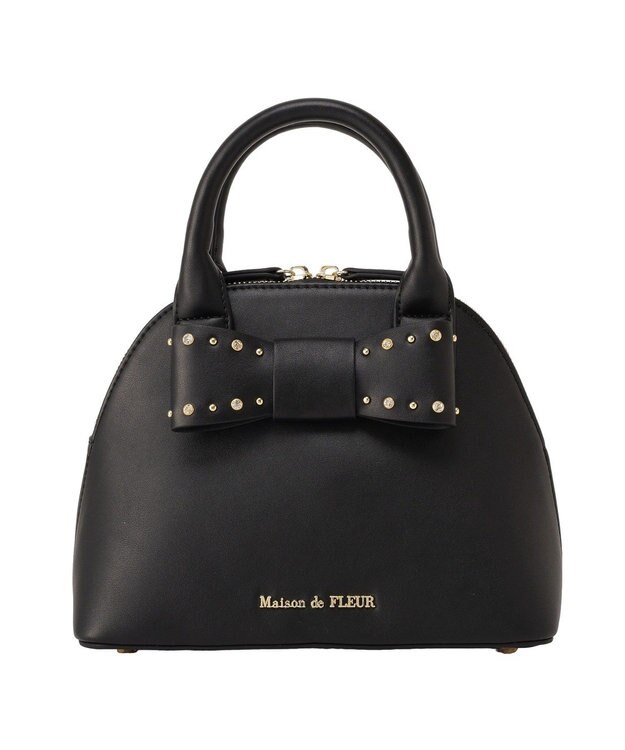 Maison de FLEUR リボンハーフムーン２Ｗａｙバッグ Black