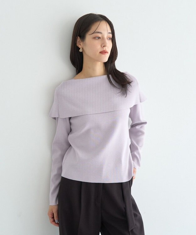 YECCA VECCA 2wayオフショルカラーカーディガン Lavender