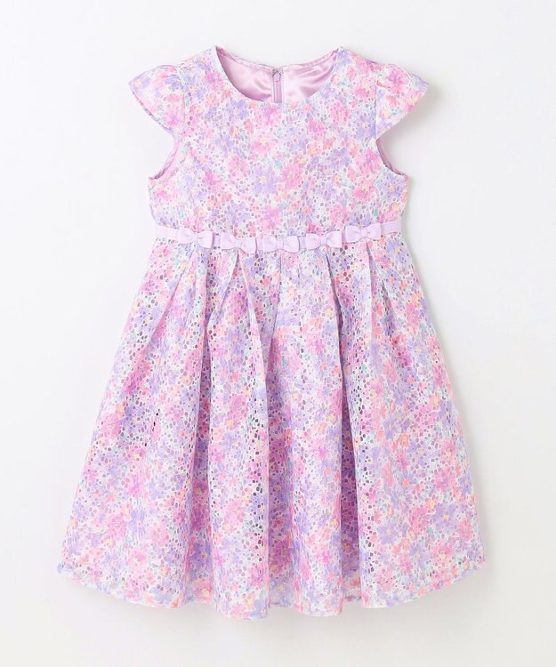 ANY KIDS フラワープリントレースワンピース ラベンダー