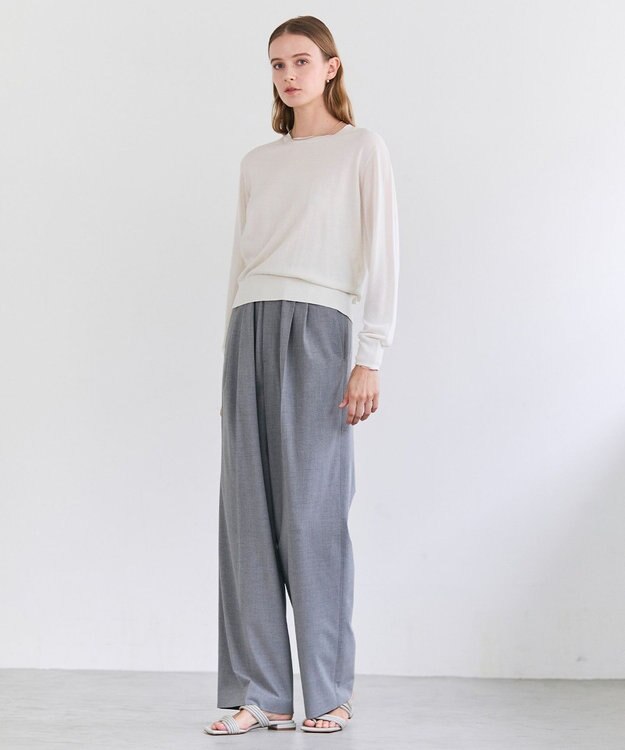BEIGE， JULIE / コットンシルク 異素材プルオーバーニット Ecru