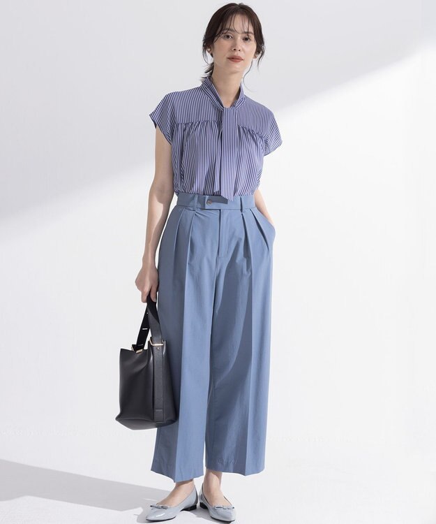 組曲 S ライトデシンボウタイ ブラウス ブルーストライプ系1