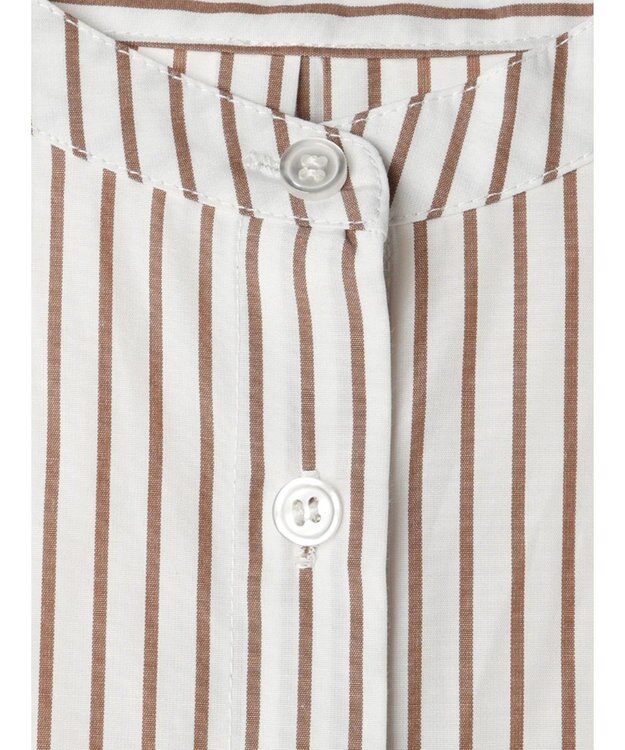 earth music&ecology ボウタイシャツワンピース Stripe Brown