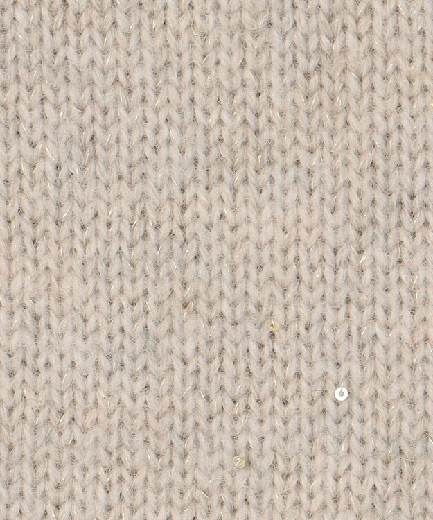 自由区 【洗える】ウールカシミヤブレンドラメスパンコールハイネック ニット ベージュ×ゴールド