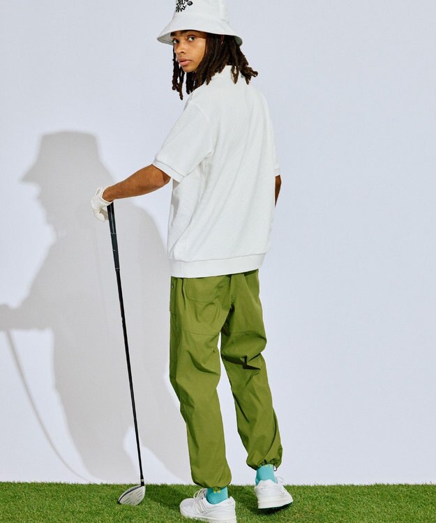 PW CIRCULUS 【撥水加工/ ストレッチ】【MEN】ベルト付 ワイドカーゴパンツ ゴルフ カーキ系