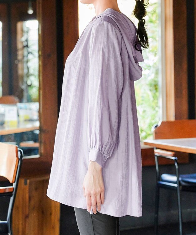 Tiaclasse 【洗える】フード付きフレアチュニック ラベンダー