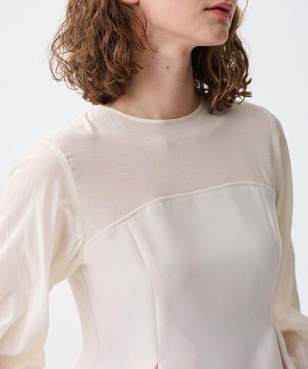 uncrave 【防シワ・洗濯機洗い可】ウォッシャブルダブルクロス ビスチェ ブラウス エクリュ