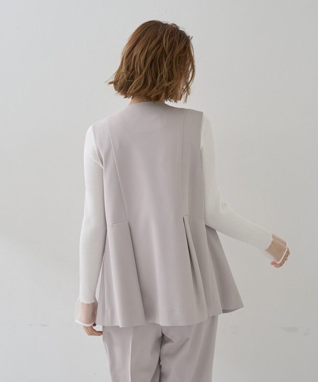 YECCA VECCA パールペプラムジレ Gray Beige