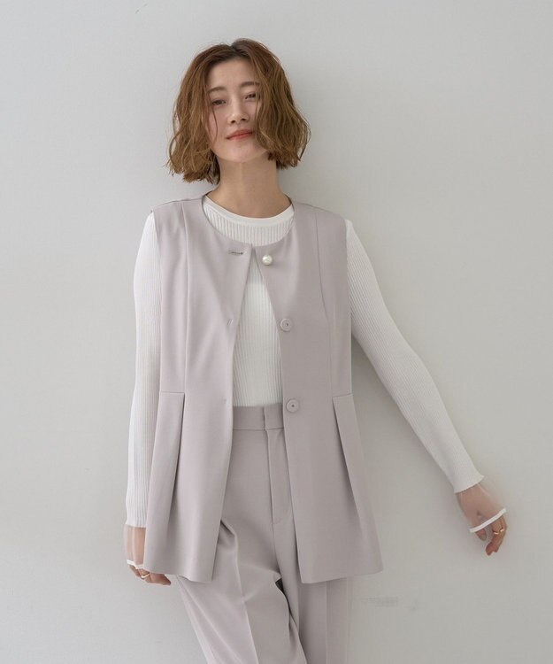 YECCA VECCA パールペプラムジレ Gray Beige