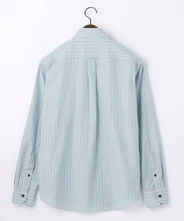 JOSEPH ABBOUD 【オーガニックコットン】JOE COTTON シャンブレーサテンストライプ シャツ グリーン系1