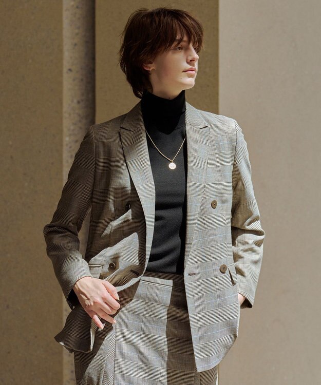 J.PRESS LADIES モナベールツイル チェック ダブル ジャケット