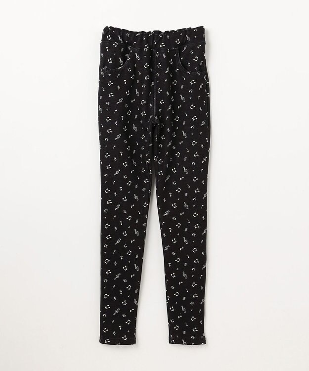 ANY KIDS 7days 裏シャギー 総柄ガーリーパンツ ブラック×音符