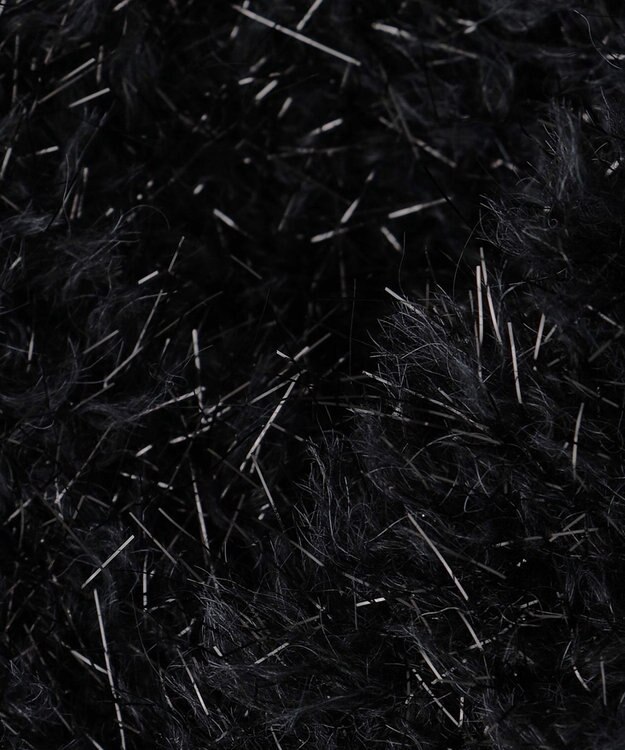 uncrave ヘアリー ラメ ニット ショート カーディガン（uncrave WHITE） メタルブラック