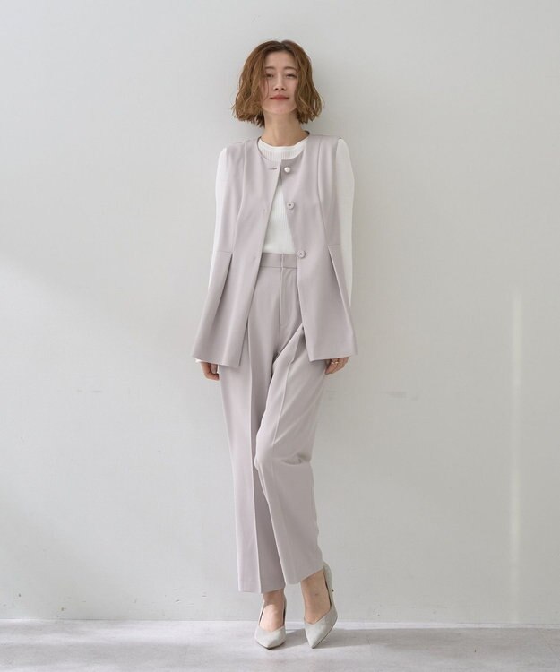 YECCA VECCA パールペプラムジレ Gray Beige