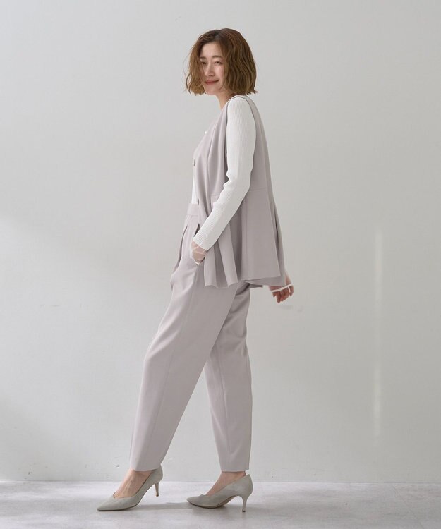 YECCA VECCA パールペプラムジレ Gray Beige