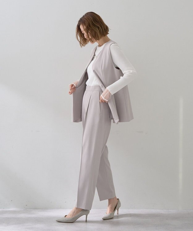 YECCA VECCA パールペプラムジレ Gray Beige