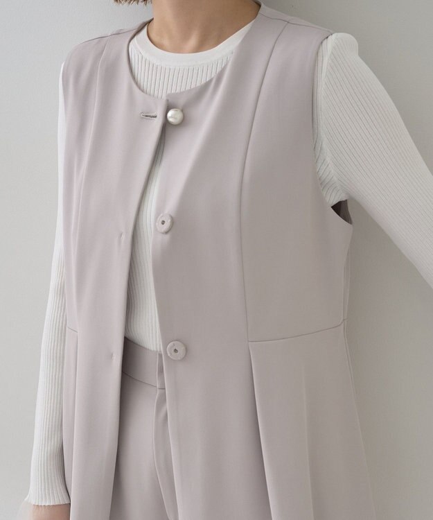 YECCA VECCA パールペプラムジレ Gray Beige