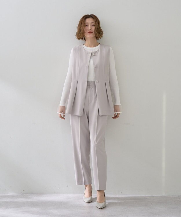 YECCA VECCA パールペプラムジレ Gray Beige