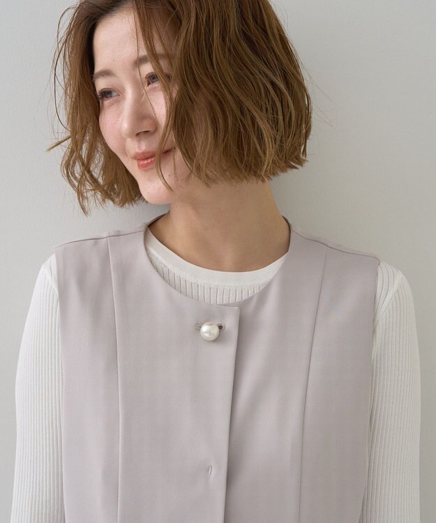 YECCA VECCA パールペプラムジレ Gray Beige