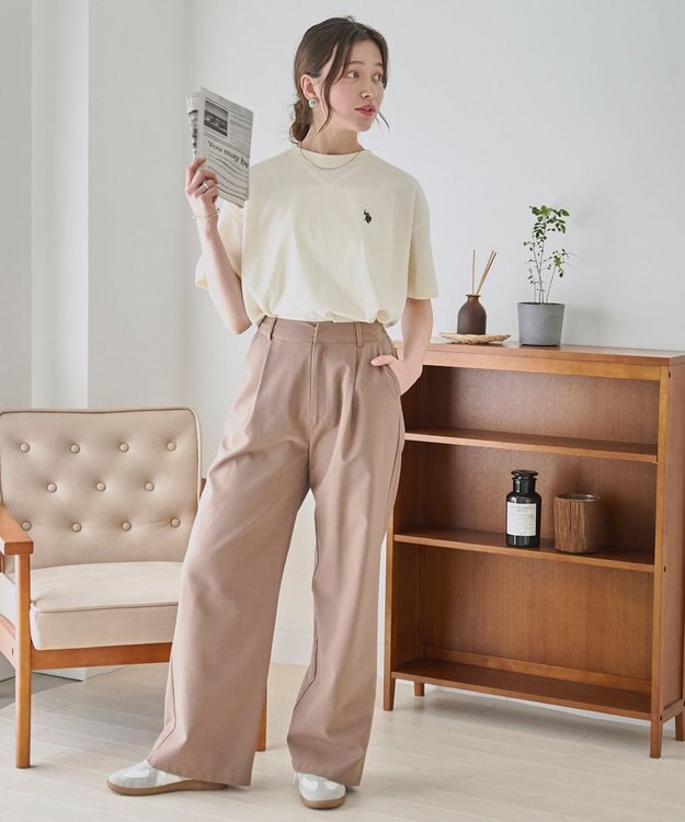 WEGO 【洗える/綿100%】USPOLOワンポイントTシャツ オフホワイト