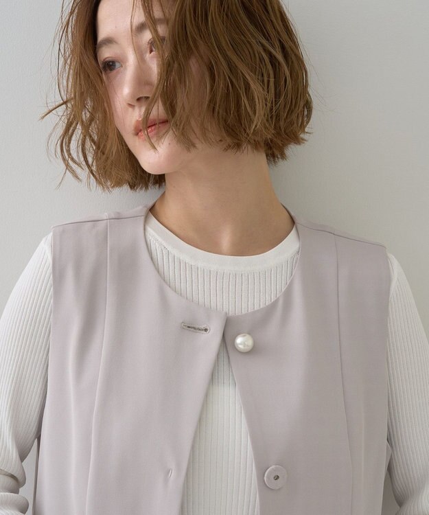 YECCA VECCA パールペプラムジレ Gray Beige