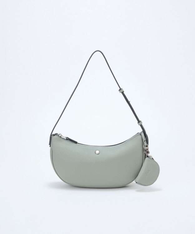 TOPKAPI 【Breath TOPKAPI】シュリンクレザー ハーフムーン ショルダーバッグ / チャーム付き グリーングレー