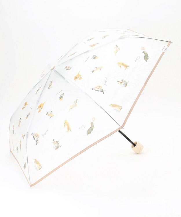 ANY SIS 【猫プリント】沖昌之 折りたたみアンブレニャン ベージュ