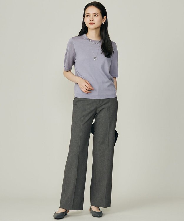 自由区 【アンサンブル対応】アセテートコットンプルオーバー ニット モーヴ