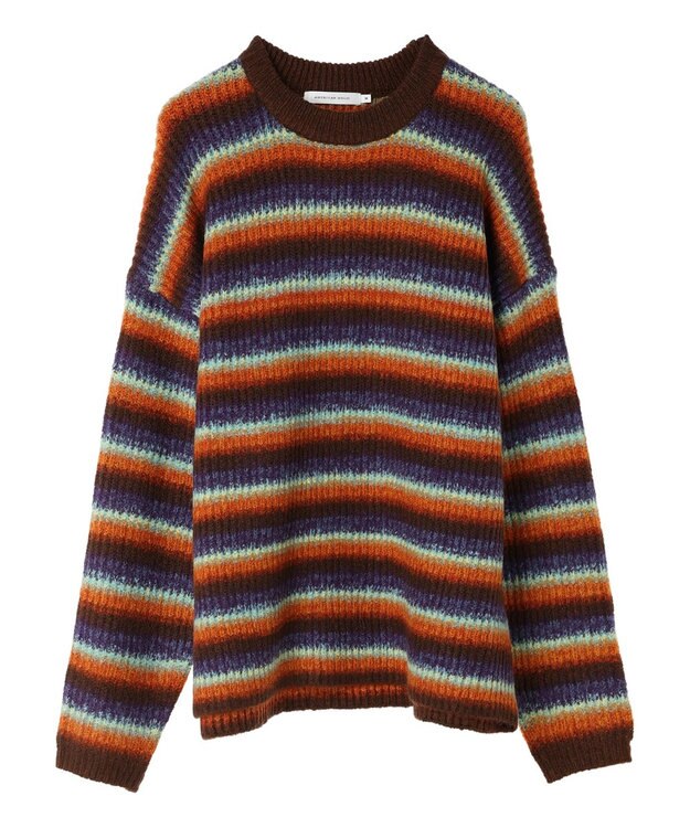 AMERICAN HOLIC グラデーションボーダーニットプルオーバー Terracotta