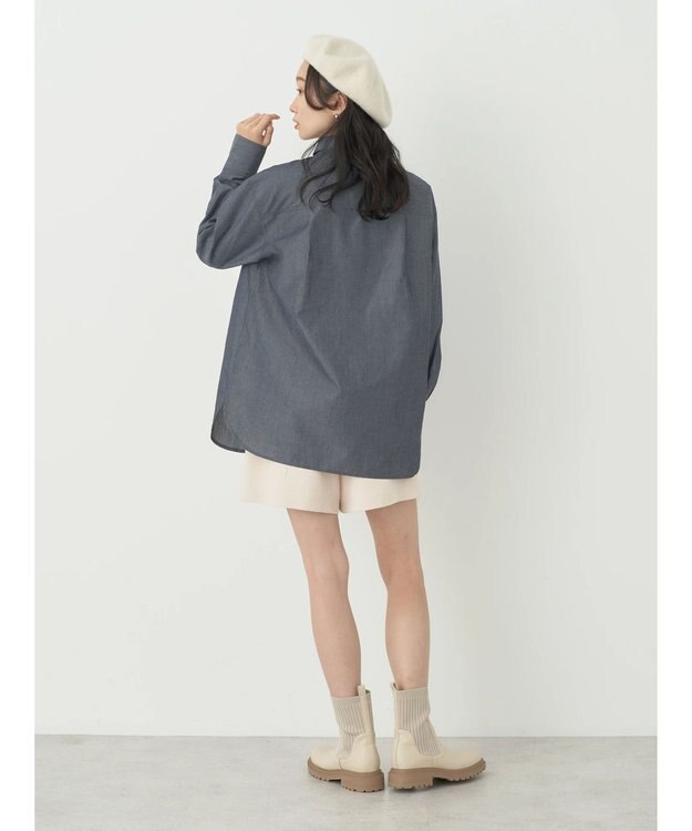 earth music&ecology レギュラーカラーシャツ Blue