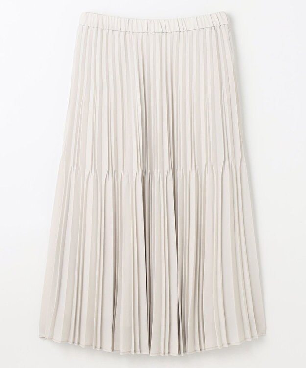 ANY L 【ウエストゴム】2段プリーツスカート ベージュ