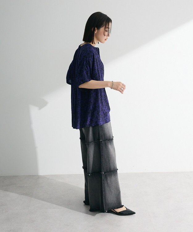 Green Parks Ｉ　アソート柄さらっとレーヨンブラウス Flower Black