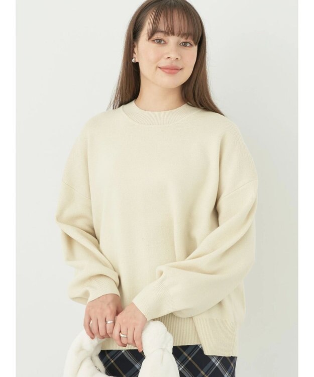 earth music&ecology アンチピリングバックスリットプルオーバー Ivory