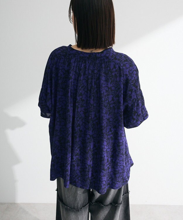 Green Parks Ｉ　アソート柄さらっとレーヨンブラウス Flower Black